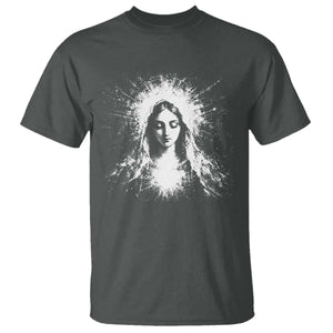 Catholic Virgin Mary T Shirt Vintage Marian Face Christian Our Lady TS10 Dark Heather Print Your Wear