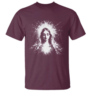 Catholic Virgin Mary T Shirt Vintage Marian Face Christian Our Lady TS10 Maroon Print Your Wear