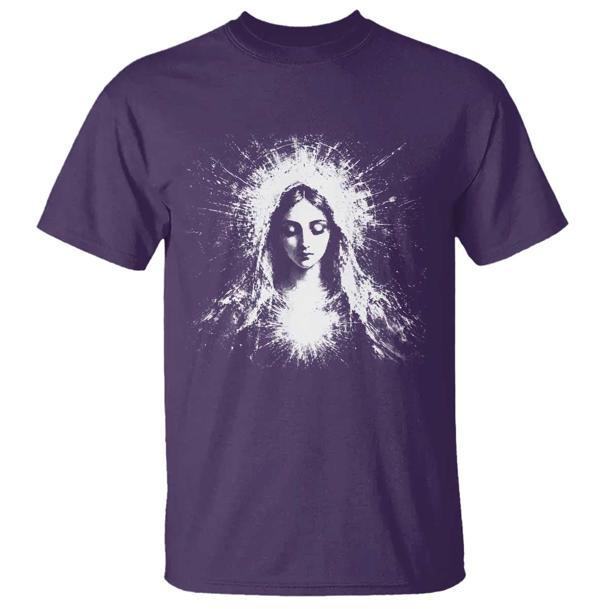 Catholic Virgin Mary T Shirt Vintage Marian Face Christian Our Lady TS10 Purple Print Your Wear