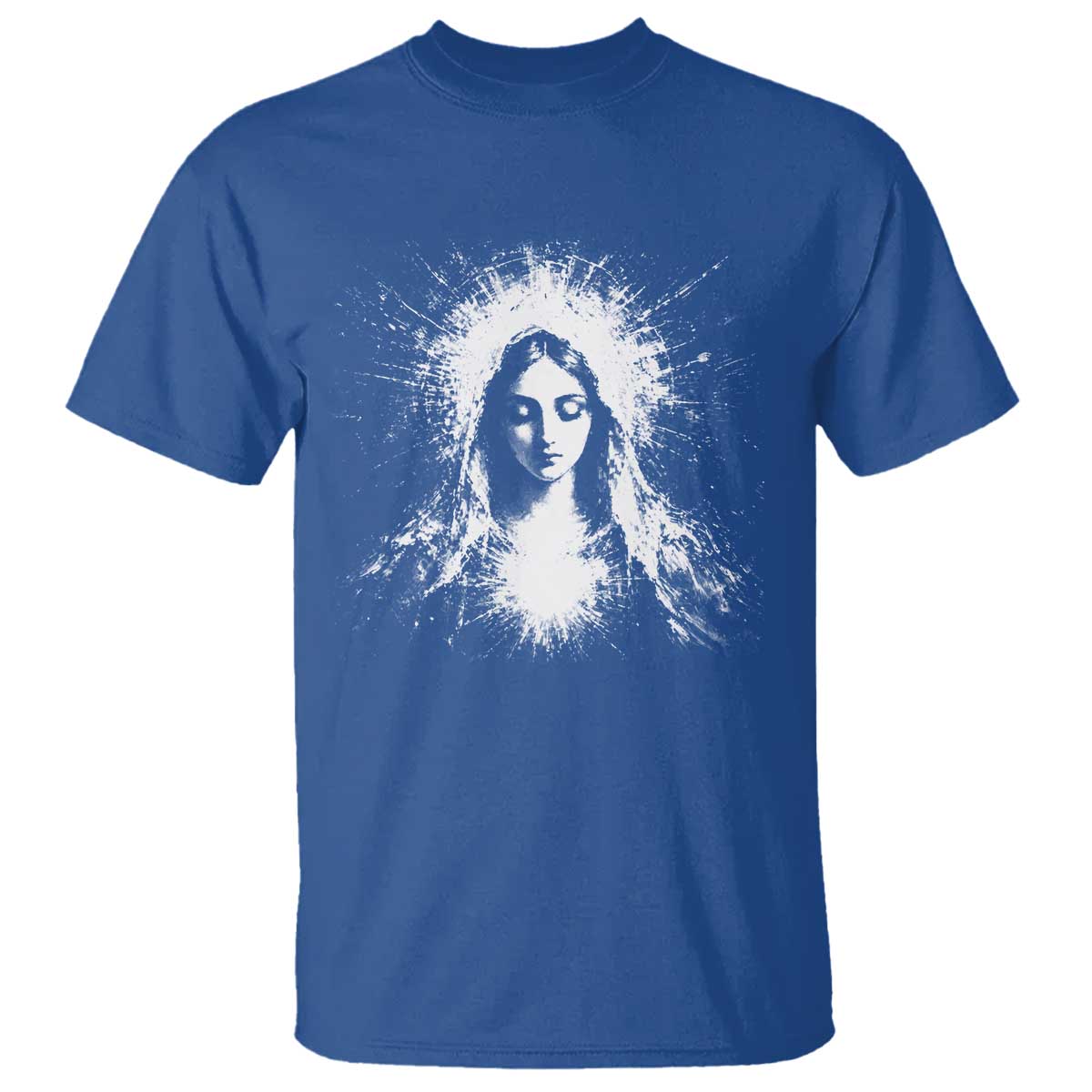 Catholic Virgin Mary T Shirt Vintage Marian Face Christian Our Lady TS10 Royal Blue Print Your Wear
