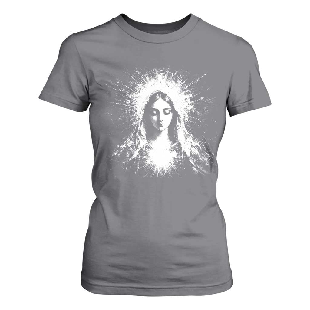 Catholic Virgin Mary T Shirt For Women Vintage Marian Face Christian Our Lady TS10 Charcoal Print Your Wear