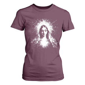 Catholic Virgin Mary T Shirt For Women Vintage Marian Face Christian Our Lady TS10 Maroon Print Your Wear