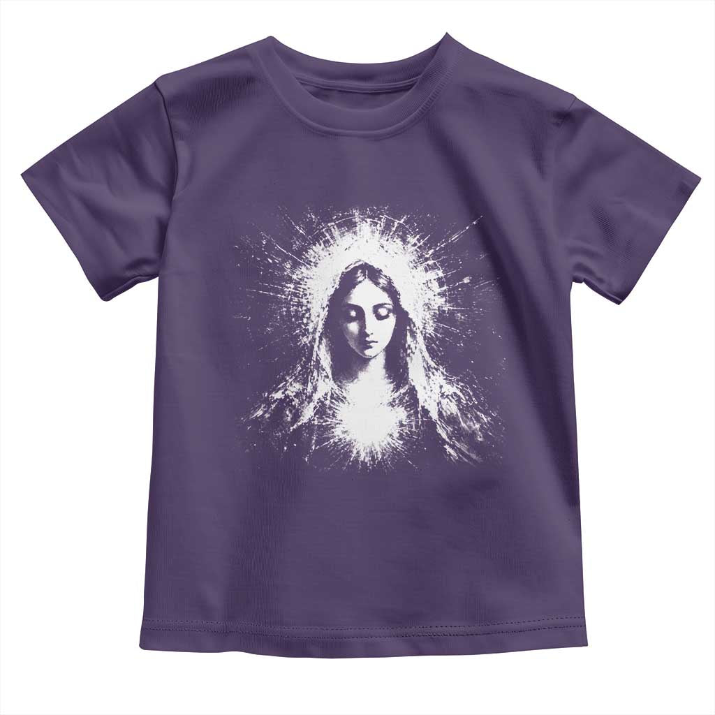 Catholic Virgin Mary Toddler T Shirt Vintage Marian Face Christian Our Lady TS10 Purple Print Your Wear