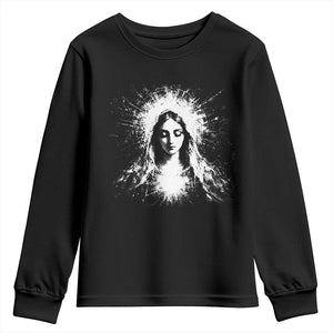 Catholic Virgin Mary Youth Sweatshirt Vintage Marian Face Christian Our Lady TS10 Black Print Your Wear