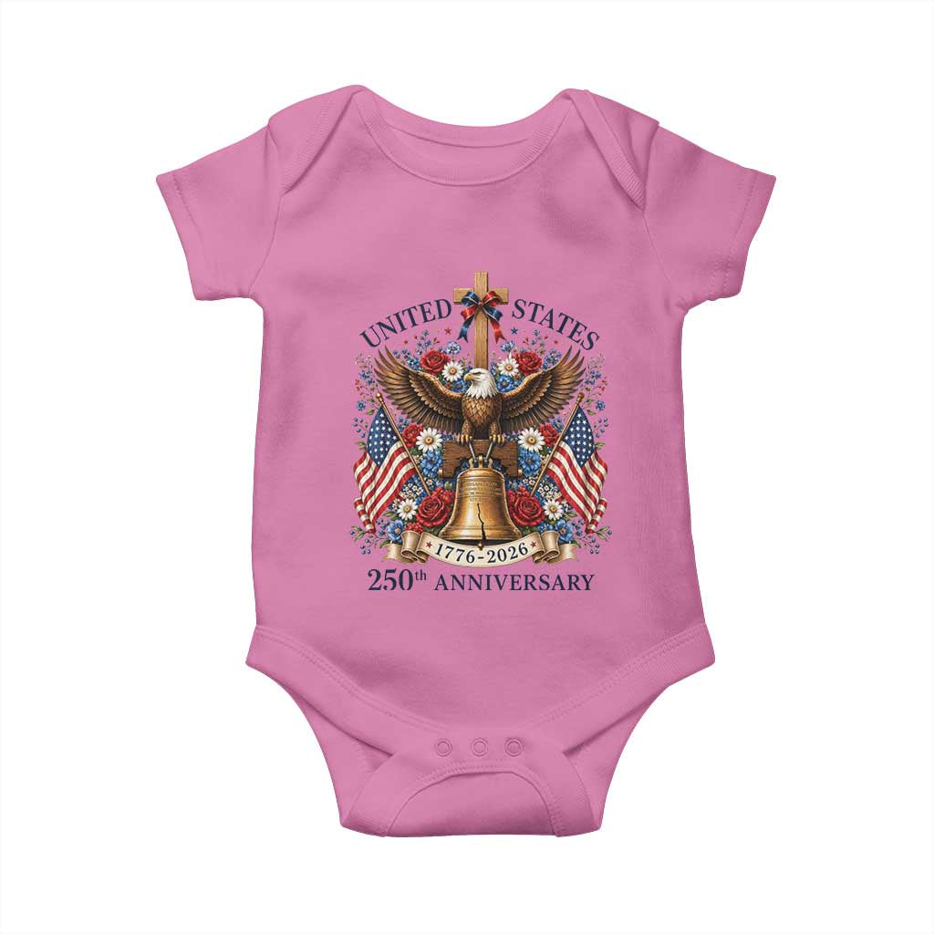250 Anniversary USA Patriotic Eagle Baby Onesie Flower 250th Birthday 4th Of July 2026 TS10 Azalea Print Your Wear