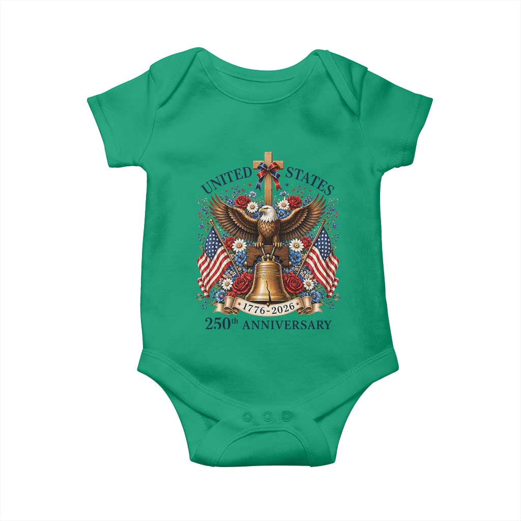 250 Anniversary USA Patriotic Eagle Baby Onesie Flower 250th Birthday 4th Of July 2026 TS10 Irish Green Print Your Wear