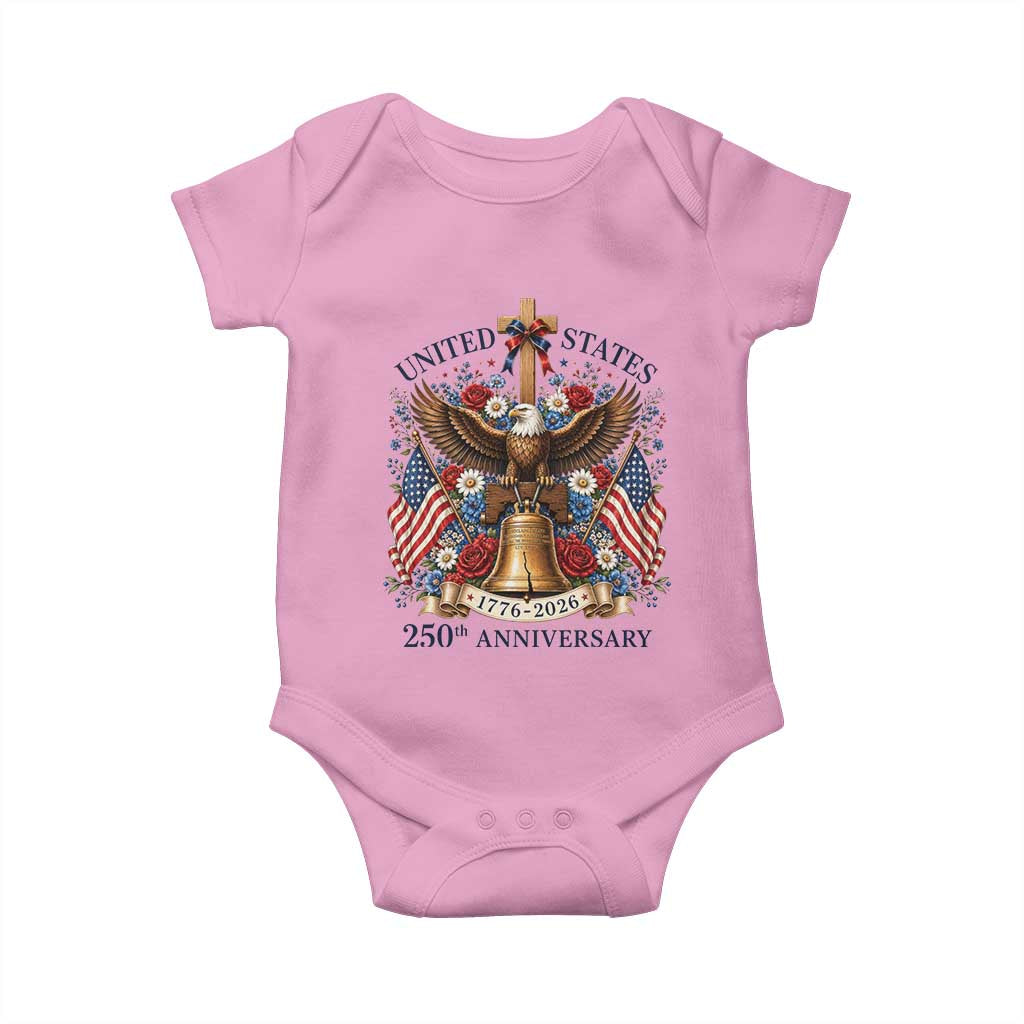 250 Anniversary USA Patriotic Eagle Baby Onesie Flower 250th Birthday 4th Of July 2026 TS10 Light Pink Print Your Wear