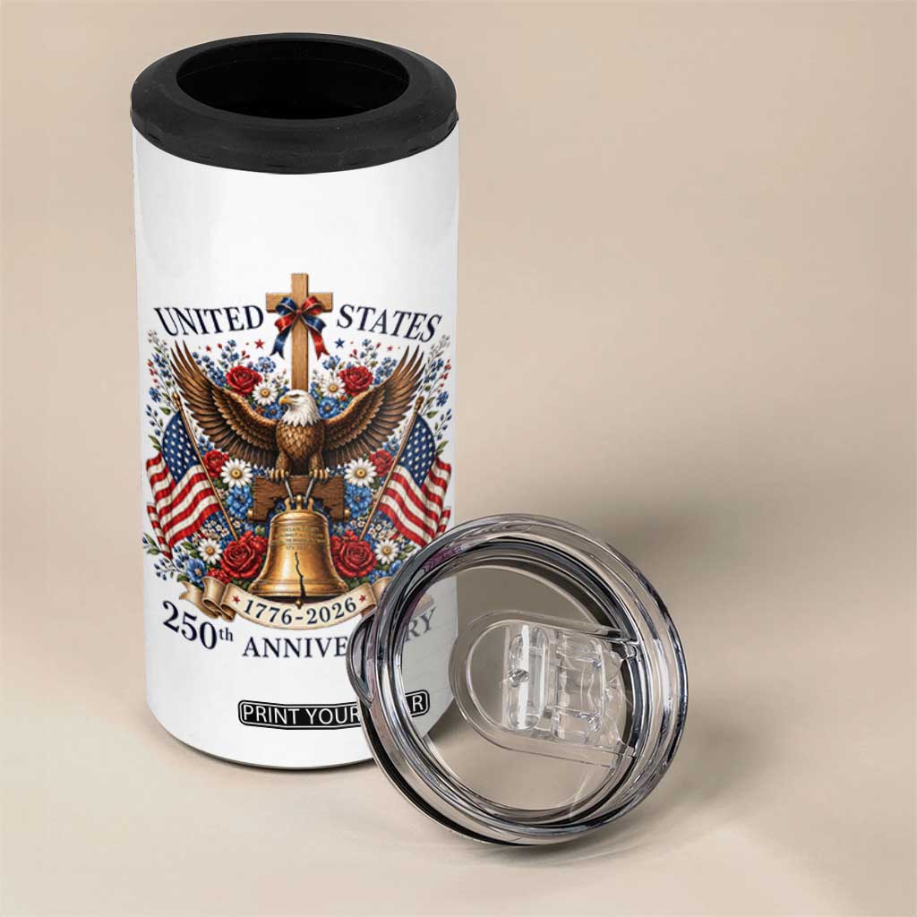 250 Anniversary USA Patriotic Eagle 4 in 1 Can Cooler Tumbler Flower 250th Birthday 4th Of July 2026 TS10 Print Your Wear
