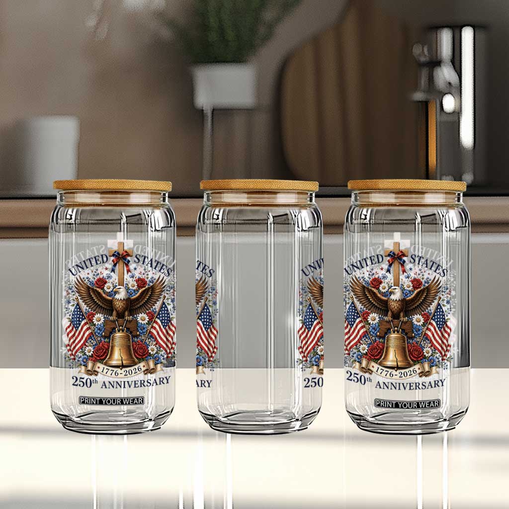 250 Anniversary USA Patriotic Eagle Glass Can Flower 250th Birthday 4th Of July 2026 TS10 Print Your Wear