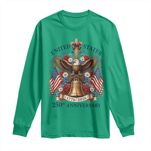 250 Anniversary USA Patriotic Eagle Long Sleeve Shirt Flower 250th Birthday 4th Of July 2026 TS10 Irish Green Print Your Wear