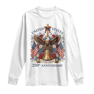250 Anniversary USA Patriotic Eagle Long Sleeve Shirt Flower 250th Birthday 4th Of July 2026 TS10 White Print Your Wear