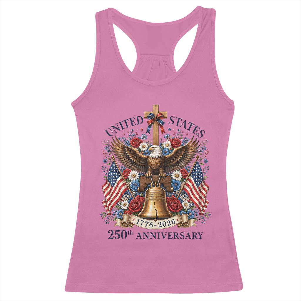 250 Anniversary USA Patriotic Eagle Racerback Tank Top Flower 250th Birthday 4th Of July 2026 TS10 Azalea Print Your Wear