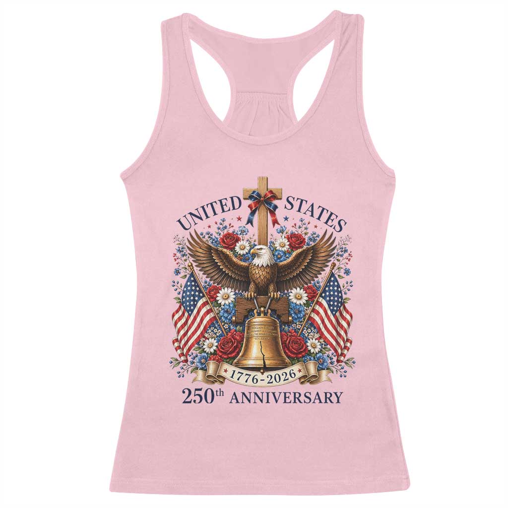 250 Anniversary USA Patriotic Eagle Racerback Tank Top Flower 250th Birthday 4th Of July 2026 TS10 Light Pink Print Your Wear