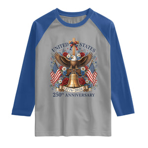 250 Anniversary USA Patriotic Eagle Raglan Shirt Flower 250th Birthday 4th Of July 2026 TS10 Sport Gray Royal Print Your Wear