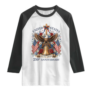 250 Anniversary USA Patriotic Eagle Raglan Shirt Flower 250th Birthday 4th Of July 2026 TS10 White Black Print Your Wear