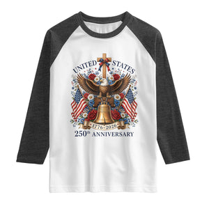 250 Anniversary USA Patriotic Eagle Raglan Shirt Flower 250th Birthday 4th Of July 2026 TS10 White Heather Charcoal Print Your Wear