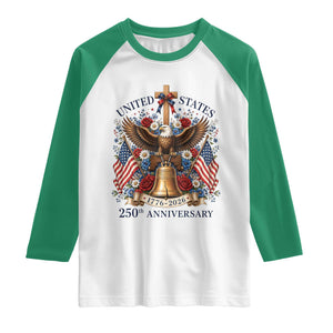 250 Anniversary USA Patriotic Eagle Raglan Shirt Flower 250th Birthday 4th Of July 2026 TS10 White Kelly Green Print Your Wear