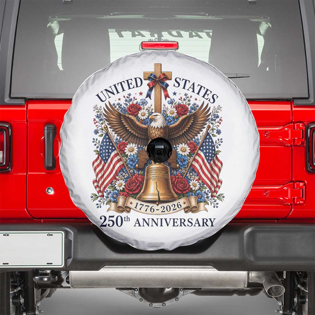 250 Anniversary USA Patriotic Eagle Spare Tire Cover Flower 250th Birthday 4th Of July 2026 TS10 White Print Your Wear