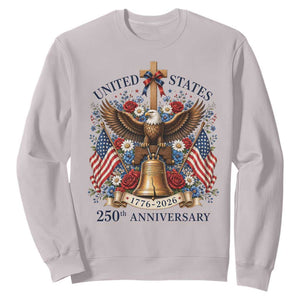 250 Anniversary USA Patriotic Eagle Sweatshirt Flower 250th Birthday 4th Of July 2026 TS10 Ice Gray Print Your Wear