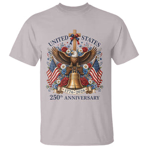 250 Anniversary USA Patriotic Eagle T Shirt Flower 250th Birthday 4th Of July 2026 TS10 Ice Gray Print Your Wear