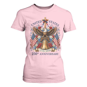 250 Anniversary USA Patriotic Eagle T Shirt For Women Flower 250th Birthday 4th Of July 2026 TS10 Light Pink Print Your Wear