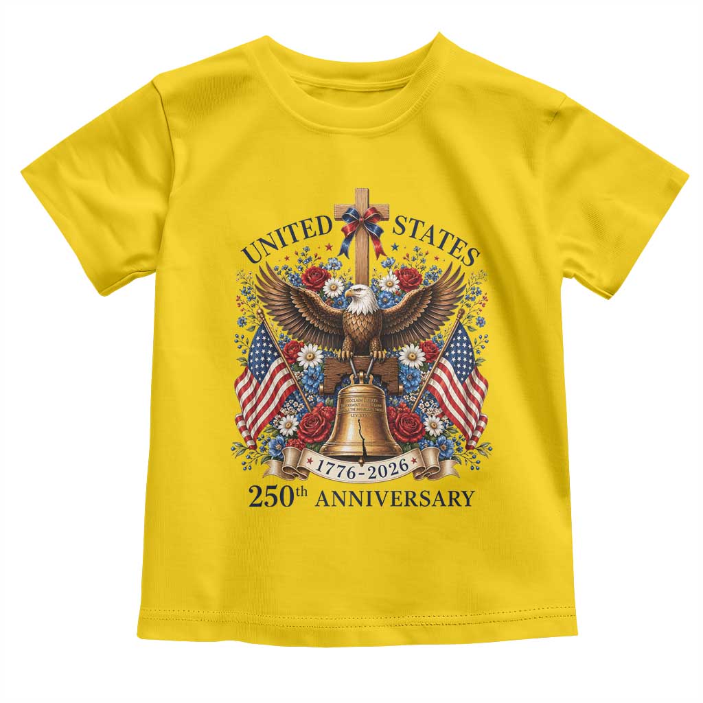 250 Anniversary USA Patriotic Eagle Toddler T Shirt Flower 250th Birthday 4th Of July 2026 TS10 Daisy Print Your Wear