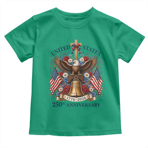 250 Anniversary USA Patriotic Eagle Toddler T Shirt Flower 250th Birthday 4th Of July 2026 TS10 Irish Green Print Your Wear