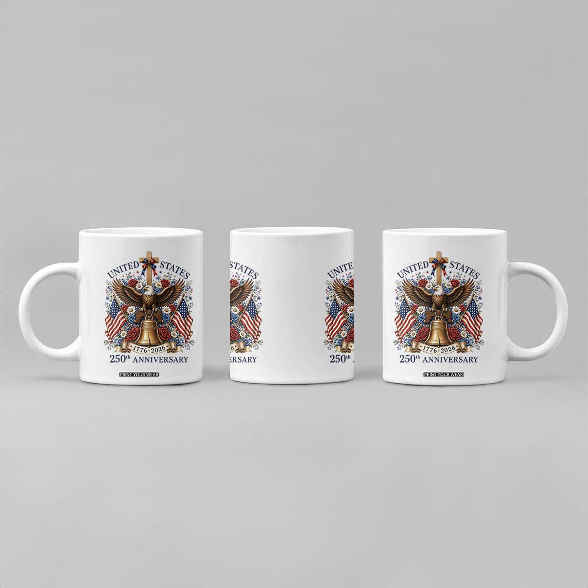 250 Anniversary USA Patriotic Eagle Coffee Mug Flower 250th Birthday 4th Of July 2026 TS10 Print Your Wear