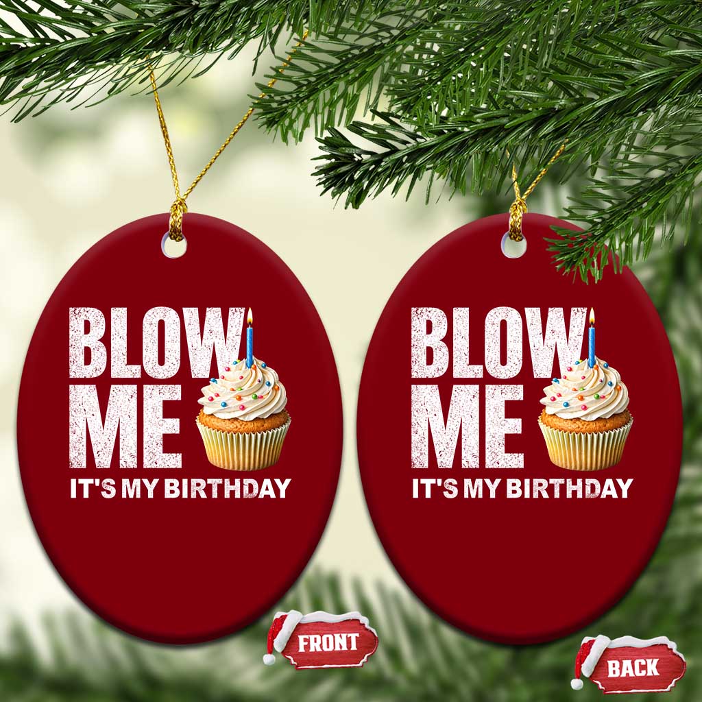 Blow Me Its My Birthday Ceramic Ornament Funny Adult Humor Dirty Jokes Bday Gag Gifts TS10 Print Your Wear