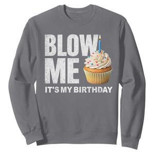 Blow Me Its My Birthday Sweatshirt Funny Adult Humor Dirty Jokes Bday Gag Gifts TS10 Charcoal Print Your Wear