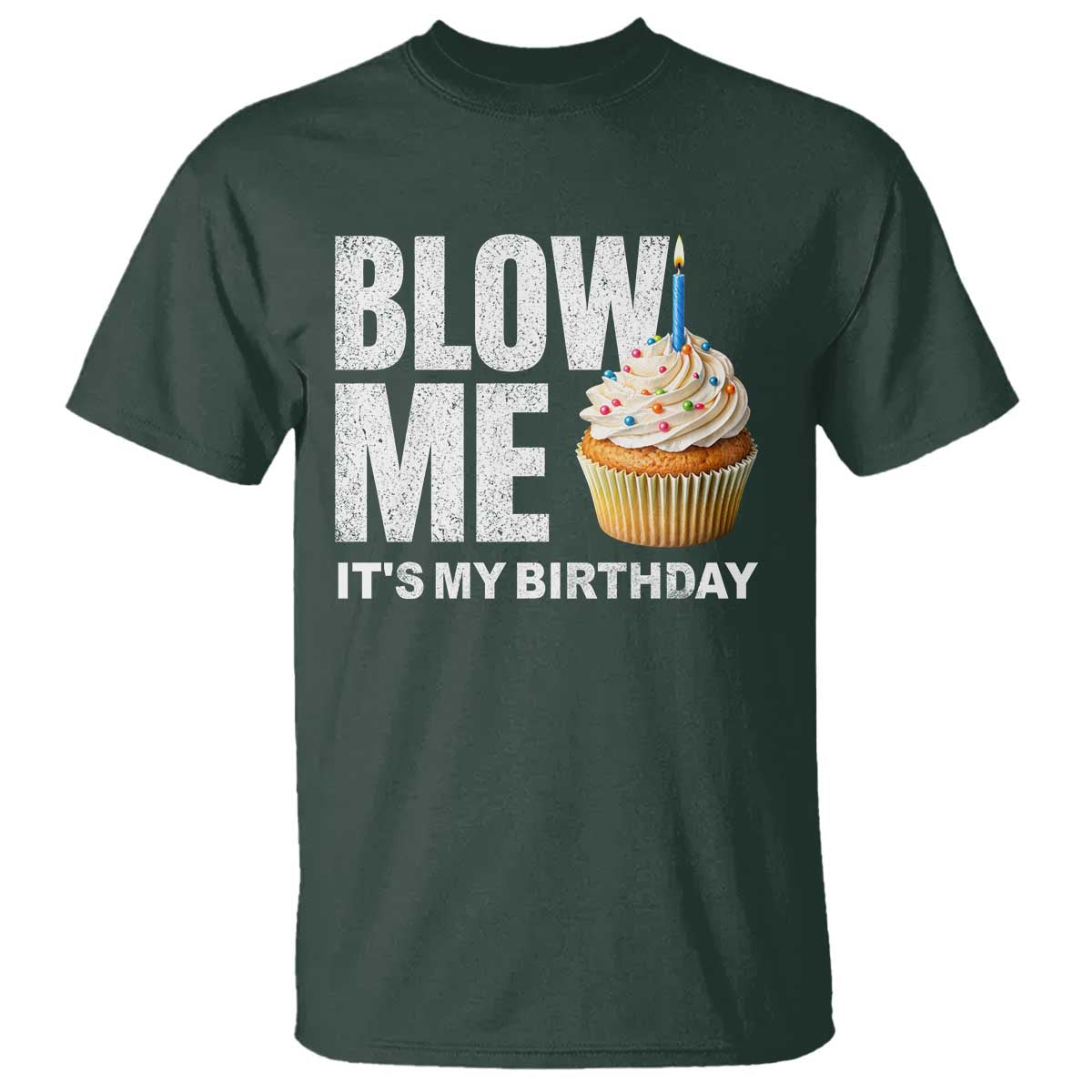 Blow Me Its My Birthday T Shirt Funny Adult Humor Dirty Jokes Bday Gag Gifts TS10 Dark Forest Green Print Your Wear