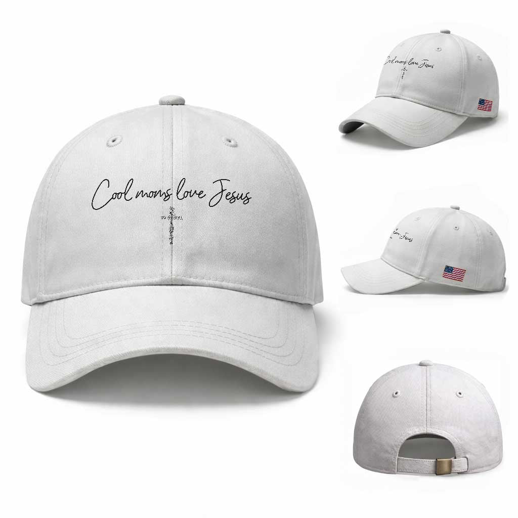 Cool Moms Love Jesus Baseball Cap Christian Mom Floral Mama Mothers Day TS10 Baseball Cap Universal Fit White Print Your Wear