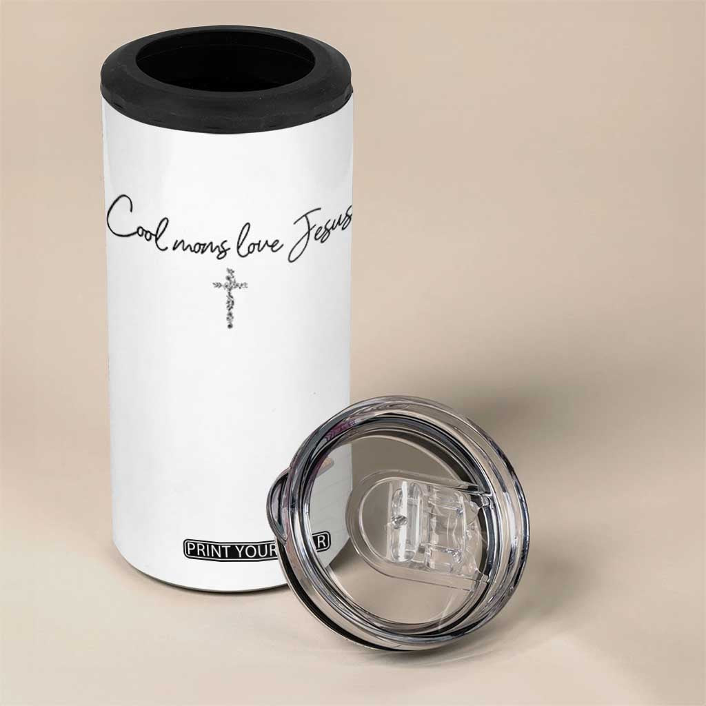 Cool Moms Love Jesus 4 in 1 Can Cooler Tumbler Christian Mom Floral Mama Mothers Day TS10 Print Your Wear