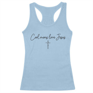 Cool Moms Love Jesus Racerback Tank Top Christian Mom Floral Mama Mothers Day TS10 Light Blue Print Your Wear