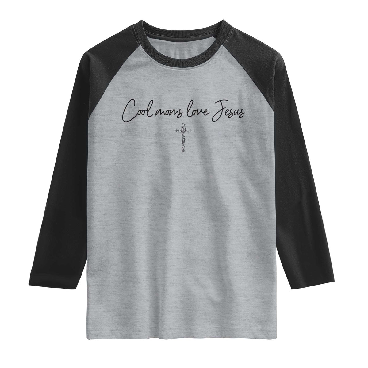 Cool Moms Love Jesus Raglan Shirt Christian Mom Floral Mama Mothers Day TS10 Heather Gray Black Print Your Wear