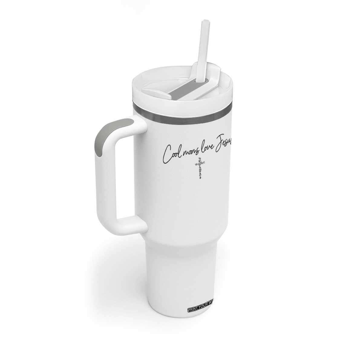 Cool Moms Love Jesus Tumbler With Handle Christian Mom Floral Mama Mothers Day TS10 Print Your Wear