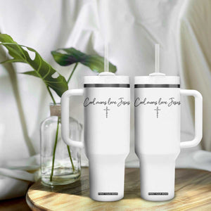 Cool Moms Love Jesus Tumbler With Handle Christian Mom Floral Mama Mothers Day TS10 Print Your Wear