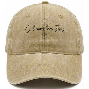 Cool Moms Love Jesus Washed Cotton Baseball Cap Christian Mom Floral Mama Mothers Day TS10 Print Your Wear