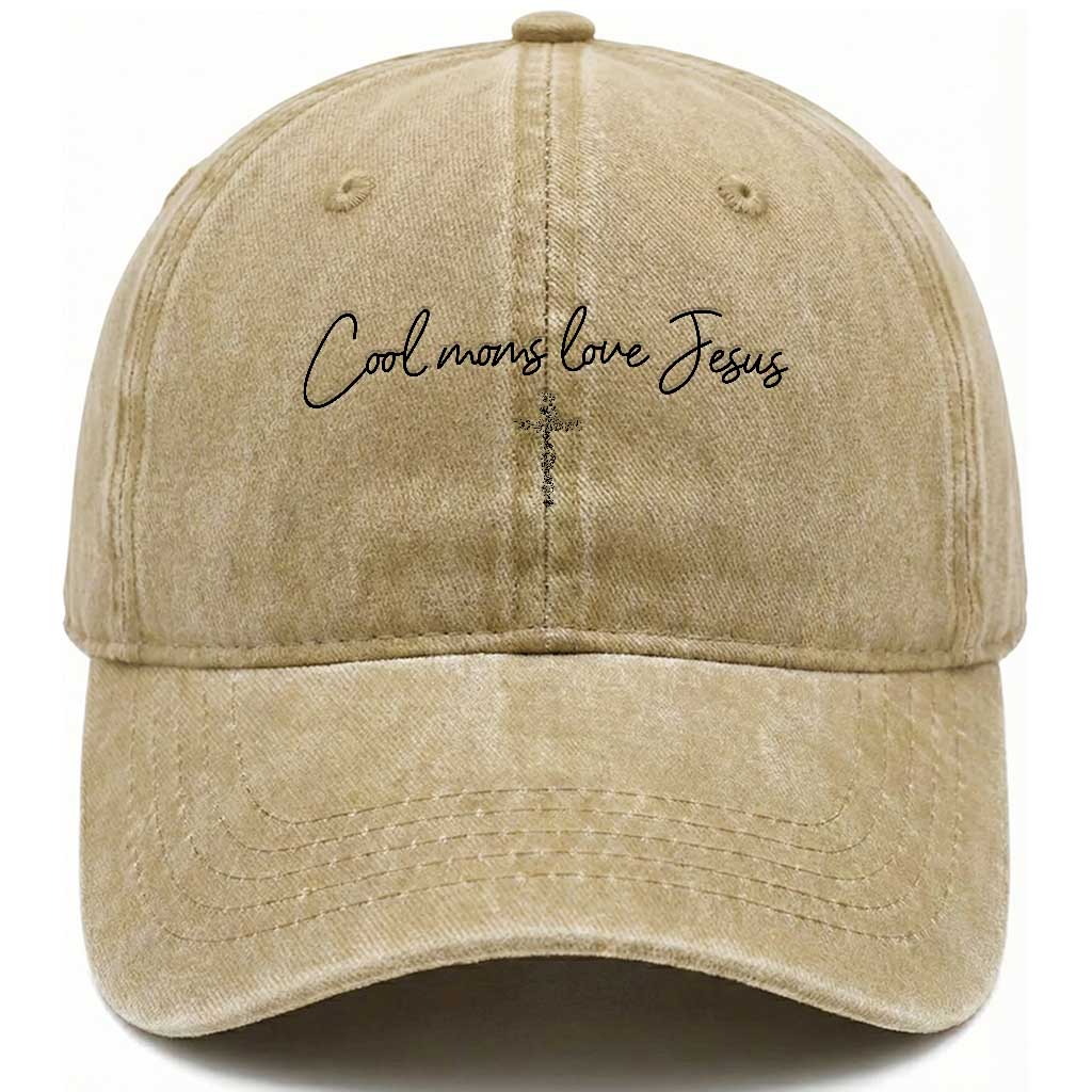 Cool Moms Love Jesus Washed Cotton Baseball Cap Christian Mom Floral Mama Mothers Day TS10 Print Your Wear