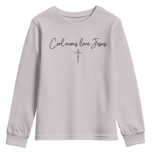 Cool Moms Love Jesus Youth Sweatshirt Christian Mom Floral Mama Mothers Day TS10 Ice Gray Print Your Wear