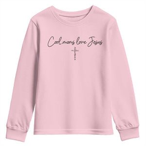 Cool Moms Love Jesus Youth Sweatshirt Christian Mom Floral Mama Mothers Day TS10 Light Pink Print Your Wear