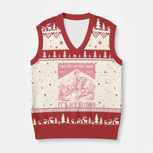 Toddler Baby Girl 2nd Birthday V-Neck Knit Sweater Vest This Aint My First Rodeo Its My Second TS10 Beige Red Print Your Wear