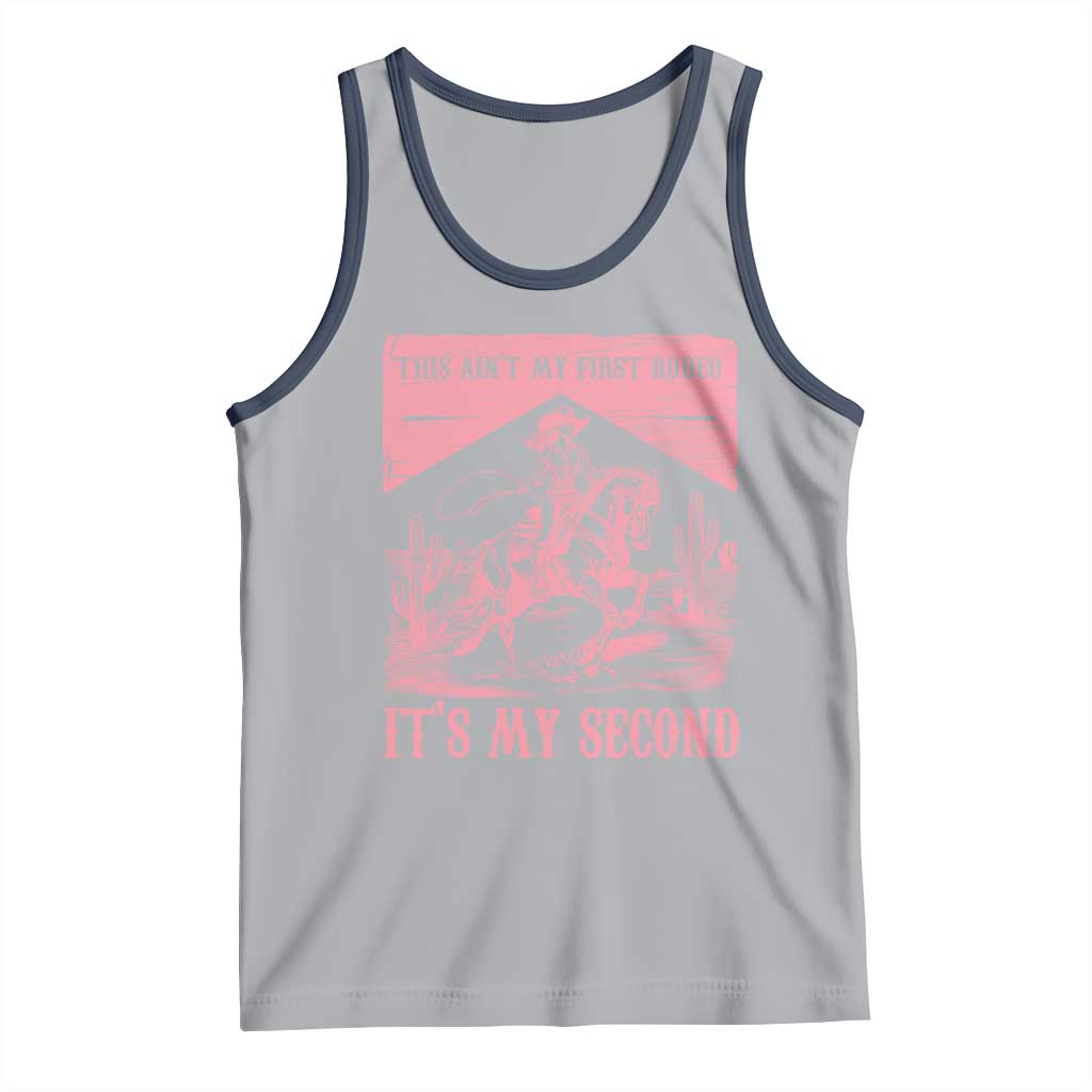 Toddler Baby Girl 2nd Birthday Tank Top This Aint My First Rodeo Its My Second TS10 Athletic Heather Navy Print Your Wear