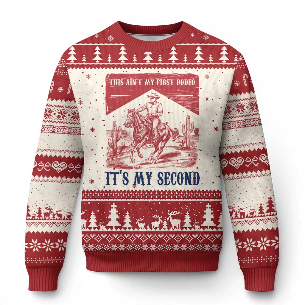 Toddler Baby Boy 2nd Birthday Ugly Christmas Sweater This Aint My First Rodeo Its My Second TS10 Beige Red Print Your Wear