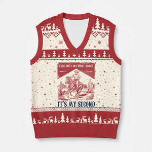 Toddler Baby Boy 2nd Birthday V-Neck Knit Sweater Vest This Aint My First Rodeo Its My Second TS10 Beige Red Print Your Wear