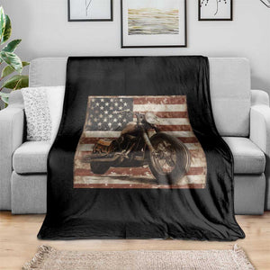 American Flag Motorcycle Throw Blanket Vintage Retro Biker USA 4th of July TS10 Print Your Wear