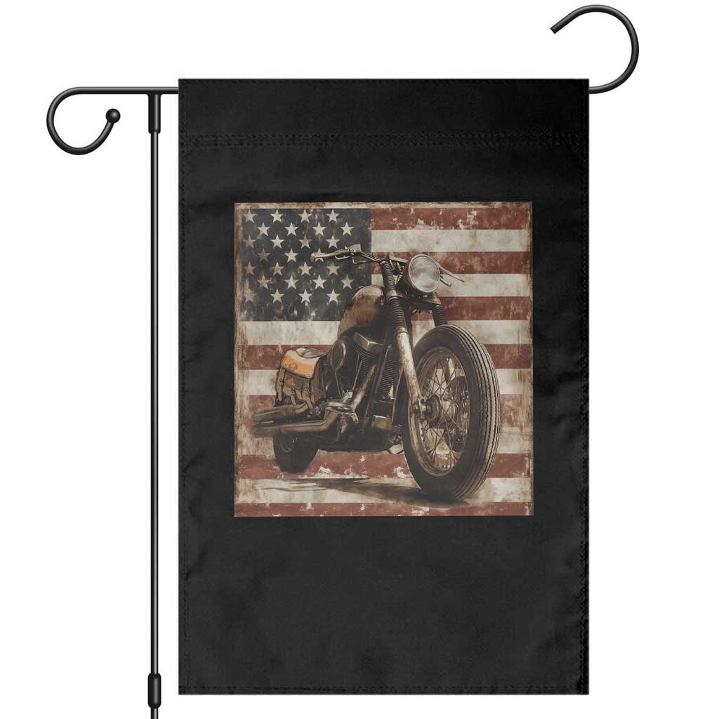 American Flag Motorcycle Garden Flag Vintage Retro Biker USA 4th of July TS10 Black Print Your Wear