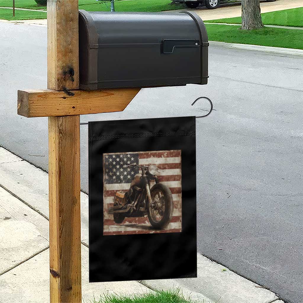 American Flag Motorcycle Garden Flag Vintage Retro Biker USA 4th of July TS10 Print Your Wear