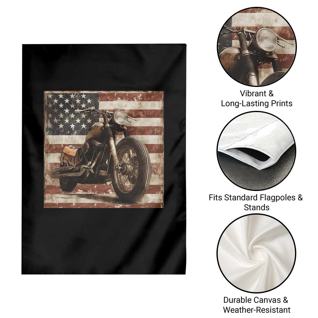American Flag Motorcycle Garden Flag Vintage Retro Biker USA 4th of July TS10 Print Your Wear