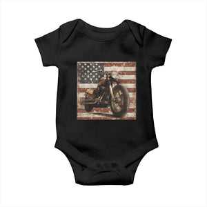 American Flag Motorcycle Baby Onesie Vintage Retro Biker USA 4th of July TS10 Black Print Your Wear